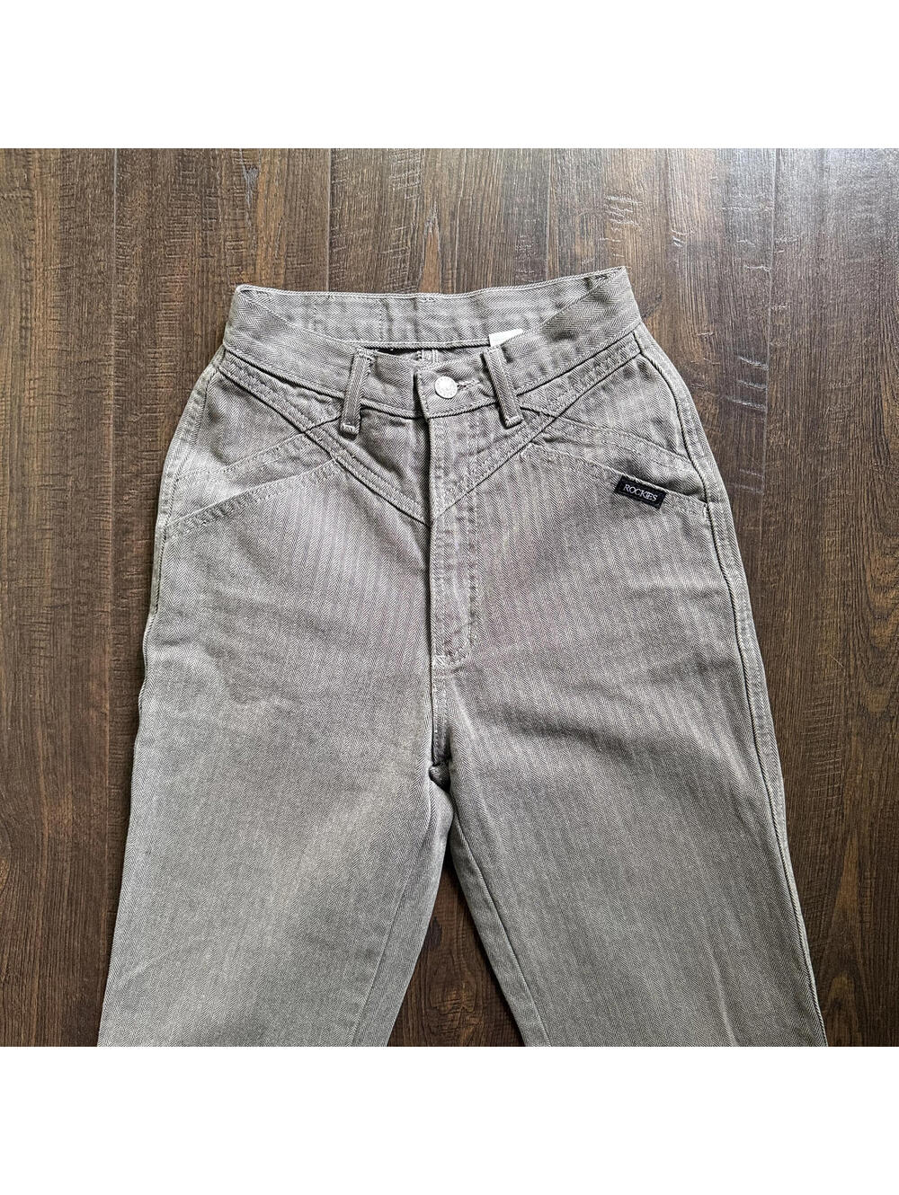 Vintage 90s Rocky Mountain High Waist Patterned Gray Jeans 23x35 Rockies Western